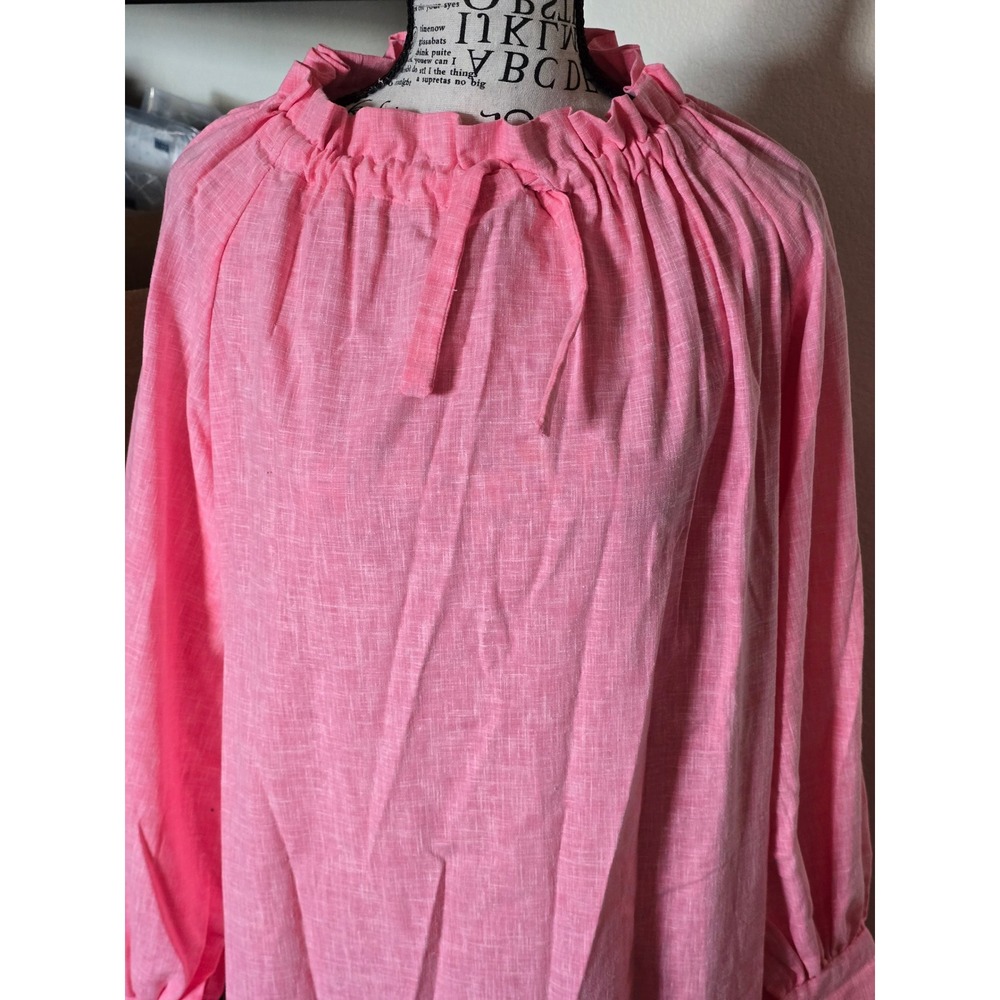 Vintage 70s Ruffle Maxi Dress Womens M Pink Cottagecore Tiered Balloon Sleeve - Picture 3 of 11